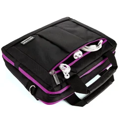 Vangoddy Nylon Backpack Messenger Shoulder Bag Case for 11 to 12 Inch Laptop, Black Purple (PT_NBKLEA275_17)
