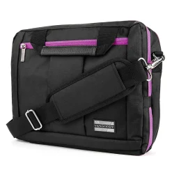 Vangoddy Nylon Backpack Messenger Shoulder Bag Case for 13.3 to 14 Inch Laptop, Black Purple (PT_NBKLEA285_17)