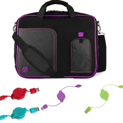 Vangoddy Office Busines Travel 14" Nylon Water Resistant Laptop Bag, Black/Purple (PT_000001247) Sale
