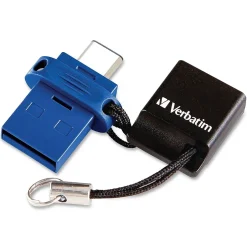 Verbatim 16GB Store 'n' Go Dual USB Flash Drive for USB-C Devices, Blue, 16 GB, USB Type C, USB 3.0, Blue* Usb Flash Drives