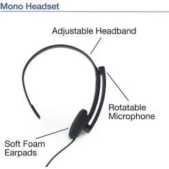 Verbatim Mono Headset, Over-the-Head, Black (70722)* Headsets