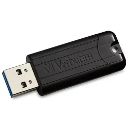 Verbatim PinStripe 128GB USB 3.2 Type A Flash Drive, Black (49319)* Usb Flash Drives