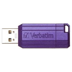 Verbatim PinStripe 16GB USB 2.0 Type A Flash Drive, Violet (98045)* Usb Flash Drives
