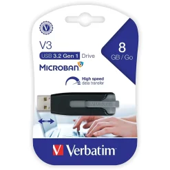 Verbatim Store 'n' Go V3 8GB USB 3.2 Type A Flash Drive, Black/Gray (49171)* Usb Flash Drives