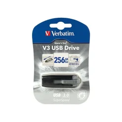 Verbatim Store 'n' Go V3 256GB USB 3.0 Type A Flash Drive, Black (49168)* Usb Flash Drives