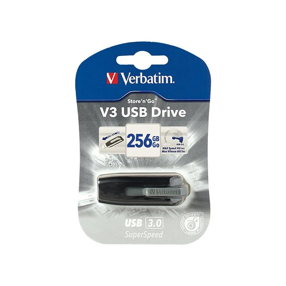 Verbatim Store 'n' Go V3 256GB USB 3.0 Type A Flash Drive, Black (49168)* Usb Flash Drives