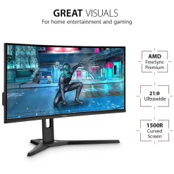 ViewSonic 34" Curved 144 Hz LCD Gaming Monitor, Black (VX3418-2KPC)* Gaming Monitors