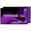 ViewSonic 24" Dual Pack 1080p IPS LED Monitors, Black (VG2448_H2)* Flat Monitors