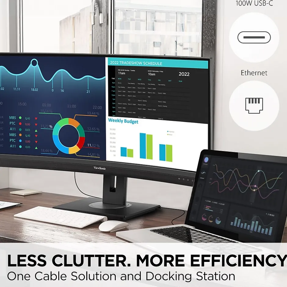 ViewSonic Ergonomic 34" Curved 100Hz LED Monitor, Black (VG3456C)* Curved Monitors