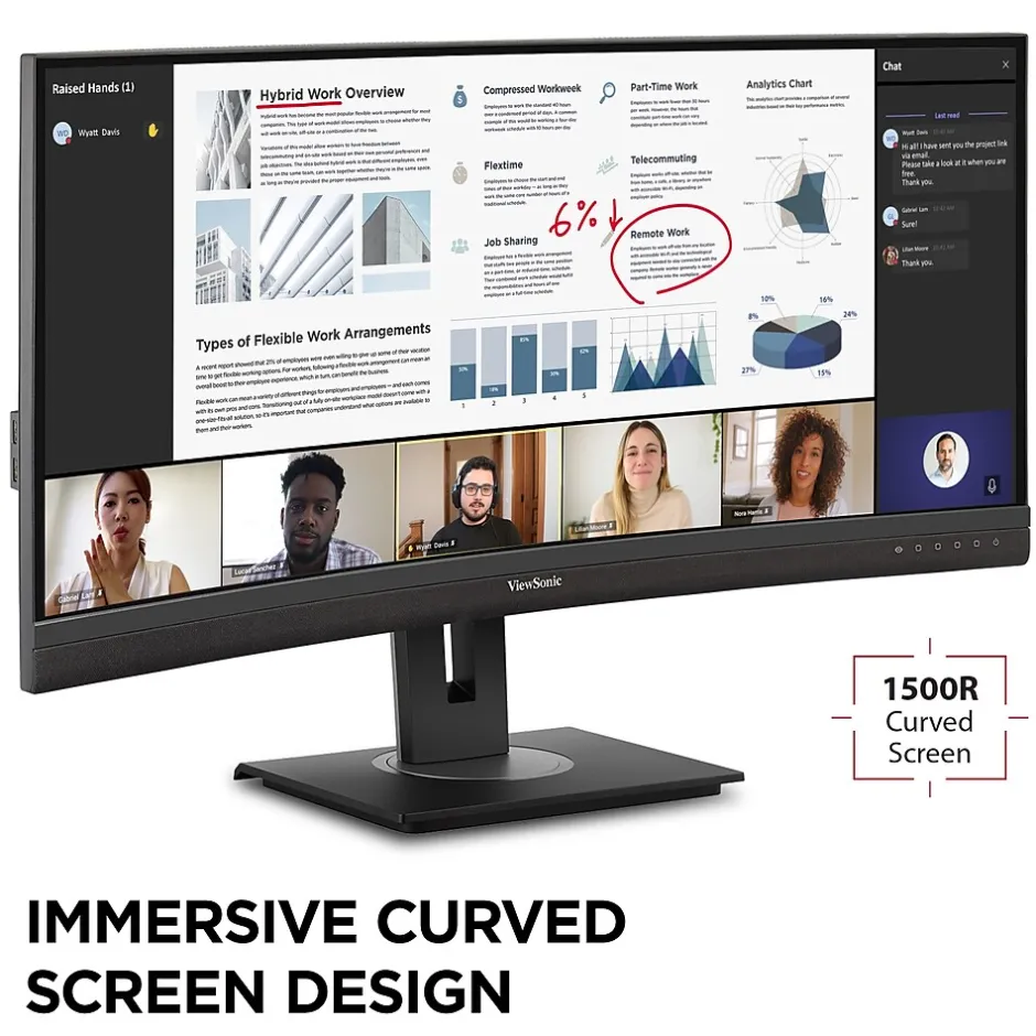 ViewSonic Ergonomic 34" Curved 100Hz LED Monitor, Black (VG3456C)* Curved Monitors