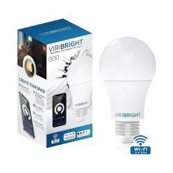 Smart Bulbs<Viribright Wi-Fi 60W Equivalent A19 LED Smart Light Bulb, White (658101)
