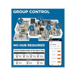 Smart Bulbs<Viribright Wi-Fi 60W Equivalent A19 LED Smart Light Bulb, Multicolor (658102)