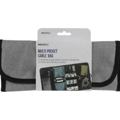 Vivitar Fabric Multi-Pocket Cable Bag, Gray/Black (QUB4400GRYT3524)