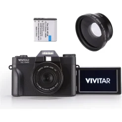 Cameras & Camcorders<Vivitar VEC XX101 20MP 4K Digital Camera, 0.45X Optical Zoom, Black (VECXX101-BLK-STK-4)
