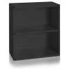Clearance 24.7"H Webster 2-Shelf Bookcase Organizer and Modern Eco Storage Shelf Unit, Black Wood Grain (WB-2SHELF-BK) Bookcases
