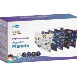 Masks<WeCare Disposable Face Masks, Kids, Assorted Planets Print, 50/Pack (WMN100129)