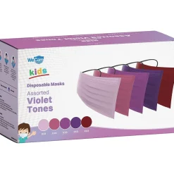 Masks<WeCare Disposable Face Masks, Kids, Assorted Violet Tones, 50/Pack (WMN100138)