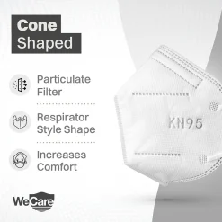 WeCare Disposable KN95 Face Mask, Adult, White, 20 Masks/Box, 50 Boxes/Pack (TBN202737)