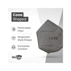 WeCare Disposable KN95 Face Mask, Adult, Dark Gray, 20/Pack (WCKN100)