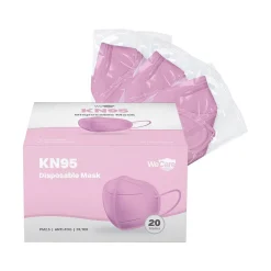 WeCare Disposable KN95 Face Mask, Adult, Pink, 20/Pack (WCKN109)
