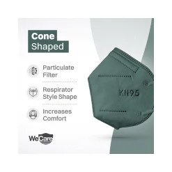 Masks<WeCare Disposable KN95 Face Mask, Adult, Dark Green, 20 Masks/Box, 3 Boxes/Pack (TBN203227)