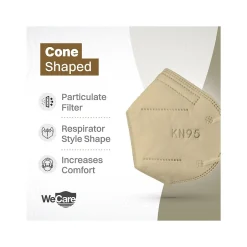 Masks<WeCare Disposable KN95 Face Masks, One Size, Assorted Earth Tones, 20/Pack, 3 Packs/Carton (TBN203258)