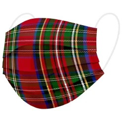 Masks<WeCare Individually Wrapped Disposable Face Mask, Adult, Red Plaid, 50/Box (WMN100050)