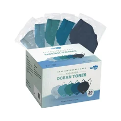 Masks<WeCare Ocean Tones Disposable KN95 Fabric Face Masks, One Size, Assorted Colors, 20/Pack, 50 Packs/Carton (TBN203261)