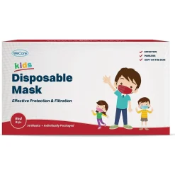 Masks<WeCare 3-ply Disposable Face Mask, Kids, Red, 50/Box (WMN100029)