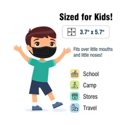 Masks<WeCare 3-ply Disposable Face Mask, Individually Wrapped Kids, Black, 50/Box (WMN100031)