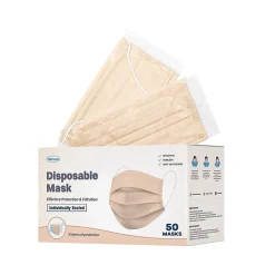 Masks<WeCare 3-ply Disposable Face Mask, Adult, Nude, 50/Box (WMN100023)