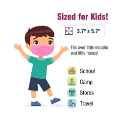 Masks<WeCare 3-ply Disposable Face Mask, Kids, Hot Pink, 50/Box (WMN100011)