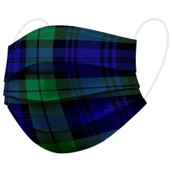 Masks<WeCare 3-ply Disposable Face Mask, Kids, Green Plaid, 50/Box (WMN100049)