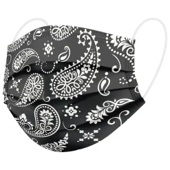 Masks<WeCare 3-ply Disposable Face Masks, Individually Wrapped, Adult, Red Bandana/Black Bandana, 50/Box (WMN100069)