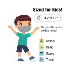 Masks<WeCare 3-ply Disposable Face Mask, Individually Wrapped, Kids, Gray, 50/Box (WMN100009)