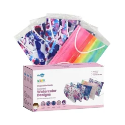 Masks<WeCare 3-ply Disposable Face Masks, Individually Wrapped, Kids, Multicolor, 50/Box (WMN100084)