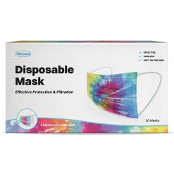 Masks<WeCare 3-ply Disposable Face Mask, Adult, Tie-Die, 50/Box (WMN100017)