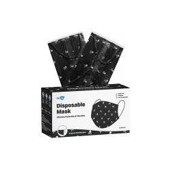 Masks<WeCare 3-ply Disposable Face Mask, Individually Wrapped, Adult, Black Skull Bones, 50/Box (WMN100096)