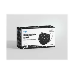Masks<WeCare 3-ply Disposable Face Mask, Individually Wrapped, Adult, Black Skull Bones, 50/Box (WMN100096)