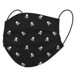 Masks<WeCare 3-ply Disposable Face Mask, Individually Wrapped, Kids, Black Skull Bones, 50/Box (WMN100097)