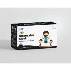 Masks<WeCare 3-ply Disposable Face Mask, Individually Wrapped, Kids, Black Skull Bones, 50/Box (WMN100097)