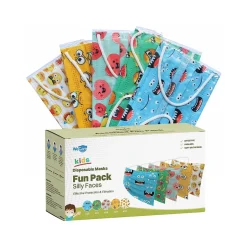 Masks<WeCare 3-ply Disposable Face Masks, Kids, Assorted Silly Face Designs, 50/Box (WMN100098)