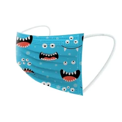 Masks<WeCare 3-ply Disposable Face Masks, Kids, Assorted Silly Face Designs, 50/Box (WMN100098)