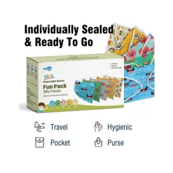 Masks<WeCare 3-ply Disposable Face Masks, Kids, Assorted Silly Face Designs, 50/Box (WMN100098)