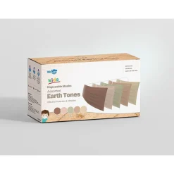 Masks<WeCare 3-ply Disposable Face Masks, Kids, Assorted Earth Tones, 50/Box (WMN100094)