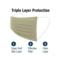 Masks<WeCare 3-ply Disposable Face Masks, Kids, Assorted Earth Tones, 50/Box (WMN100094)