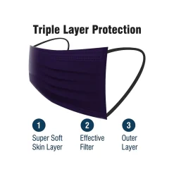 Masks<WeCare 3-ply Disposable Face Mask, Kids, Assorted Jewel Tones, 50/Box (WMN100095)