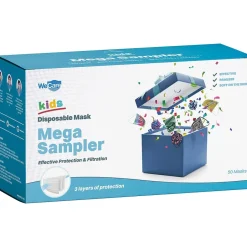 Masks<WeCare 3-ply Disposable Face Masks, Mega Sampler, Kids, Assorted Colors, 50/Box (WMN100103)