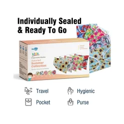 Masks<WeCare 3-ply Disposable Face Masks, Kids, Assorted Summer Designs, 50/Box (WMN100101)