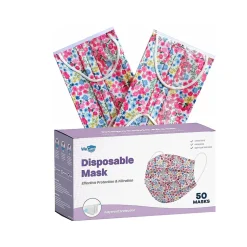 Masks<WeCare 3-ply Disposable Face Mask, Adult, Flowers, 50/Pack (WMN100106)